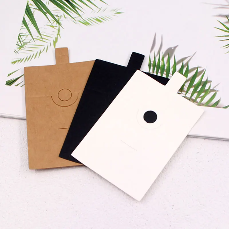 50pcs 6*6CM Jewelry Hang Tags Black White Kraft Paper Cards Label for Diy Jewelry Making Finger Ring Display Storage Holder Card
