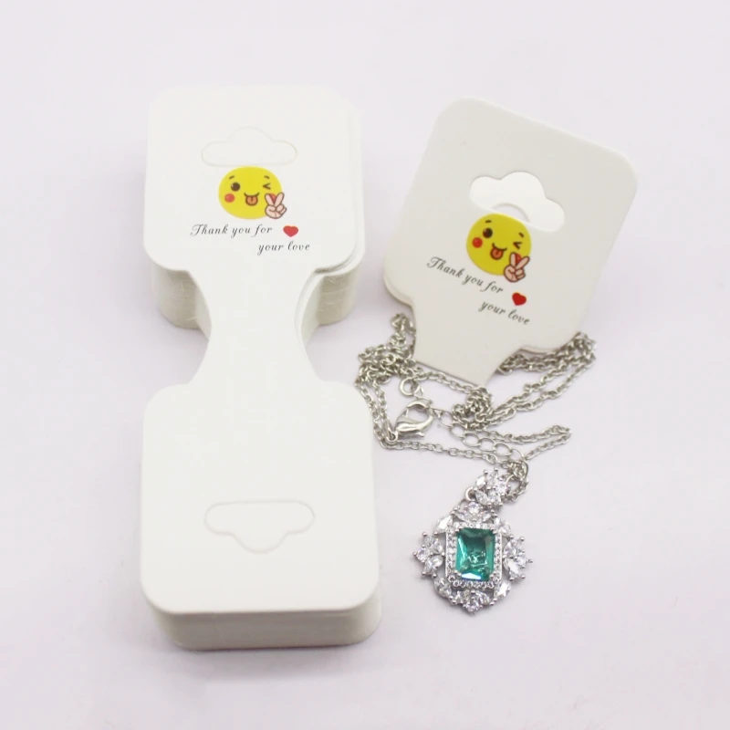 100 pcs 9x3.5cm Latest Printed Jewelry Necklace Bracelet Hang Tag Kraft Paper Folding Necklace Earring Set Packaging Card