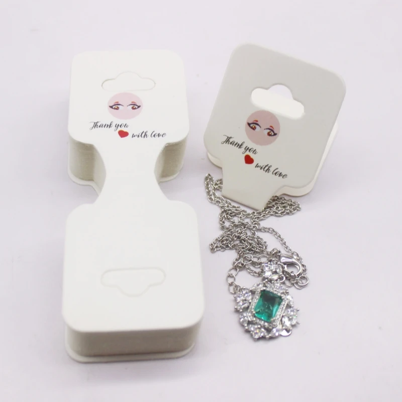 100 pcs 9x3.5cm Latest Printed Jewelry Necklace Bracelet Hang Tag Kraft Paper Folding Necklace Earring Set Packaging Card