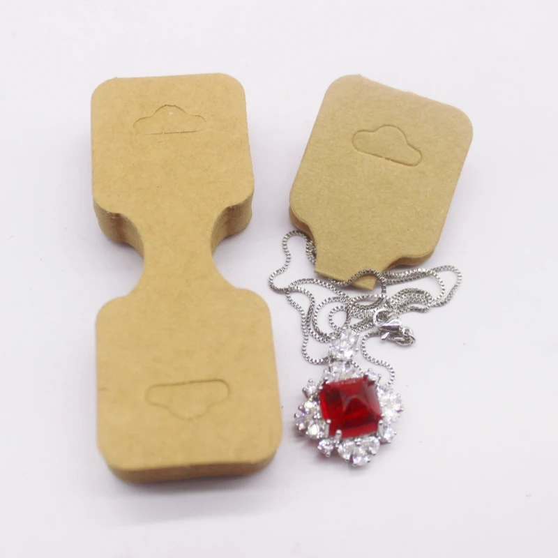 100 pcs 9x3.5cm Latest Printed Jewelry Necklace Bracelet Hang Tag Kraft Paper Folding Necklace Earring Set Packaging Card