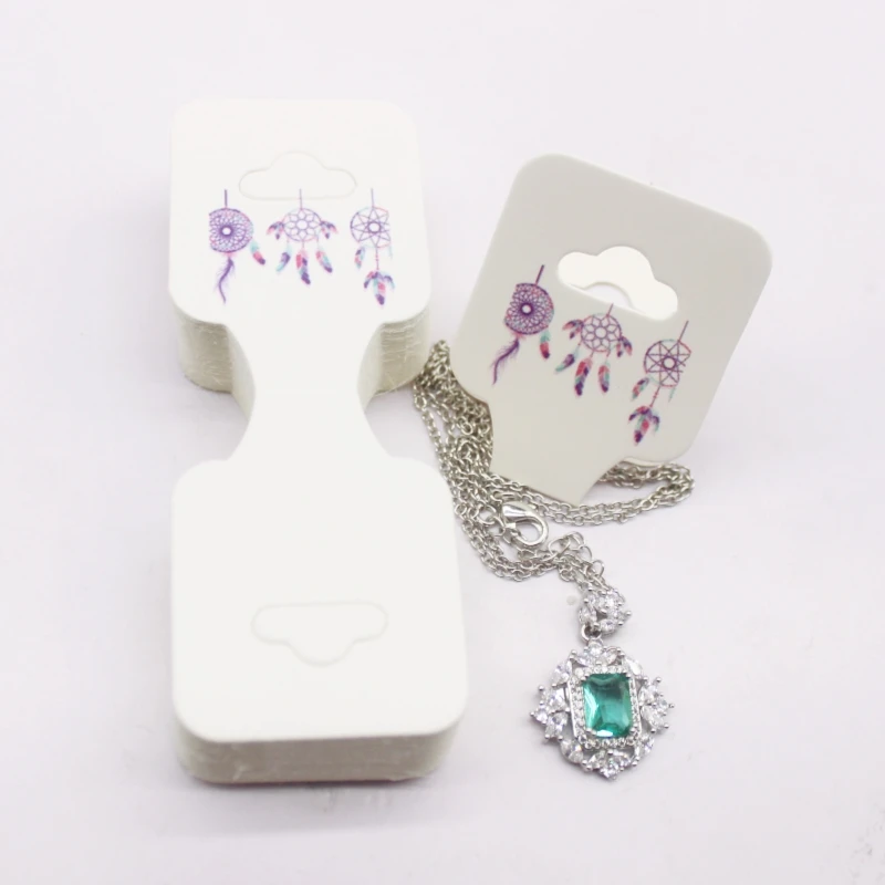 100 pcs 9x3.5cm Latest Printed Jewelry Necklace Bracelet Hang Tag Kraft Paper Folding Necklace Earring Set Packaging Card