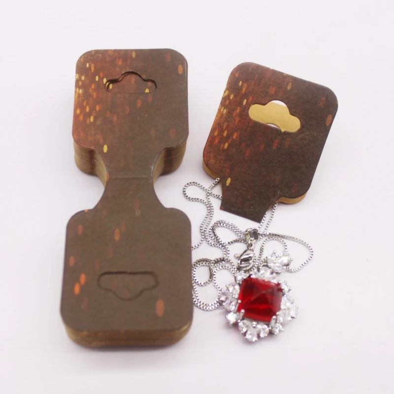 100 pcs 9x3.5cm Latest Printed Jewelry Necklace Bracelet Hang Tag Kraft Paper Folding Necklace Earring Set Packaging Card