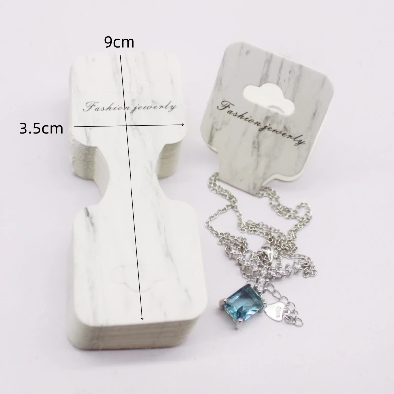 100 pcs 9x3.5cm Latest Printed Jewelry Necklace Bracelet Hang Tag Kraft Paper Folding Necklace Earring Set Packaging Card