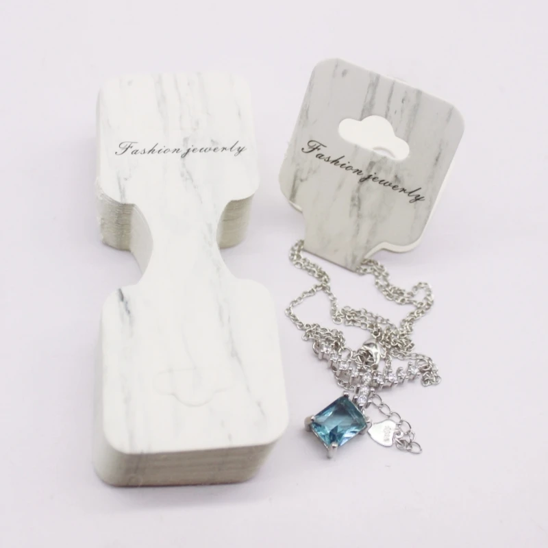 100 pcs 9x3.5cm Latest Printed Jewelry Necklace Bracelet Hang Tag Kraft Paper Folding Necklace Earring Set Packaging Card