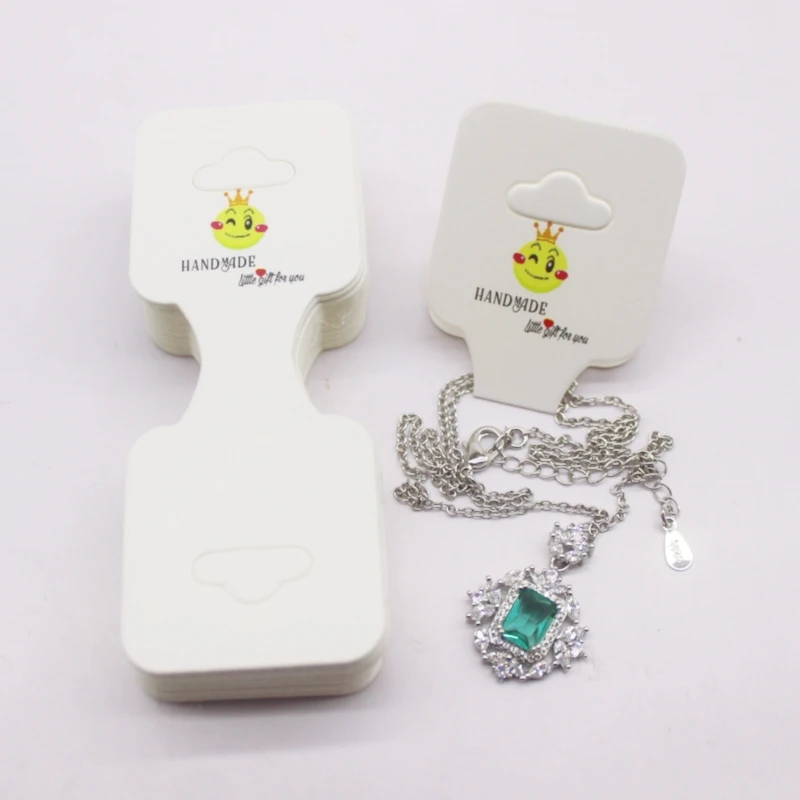 100 pcs 9x3.5cm Latest Printed Jewelry Necklace Bracelet Hang Tag Kraft Paper Folding Necklace Earring Set Packaging Card