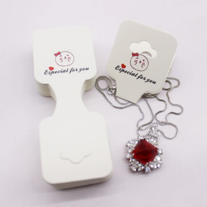 100 pcs 9x3.5cm Latest Printed Jewelry Necklace Bracelet Hang Tag Kraft Paper Folding Necklace Earring Set Packaging Card