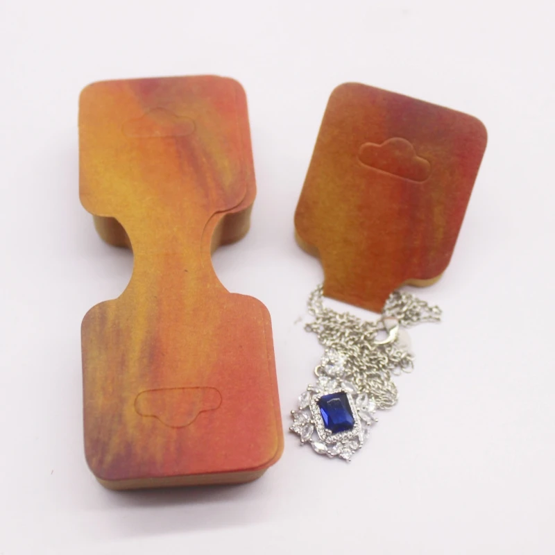 100 pcs 9x3.5cm Latest Printed Jewelry Necklace Bracelet Hang Tag Kraft Paper Folding Necklace Earring Set Packaging Card