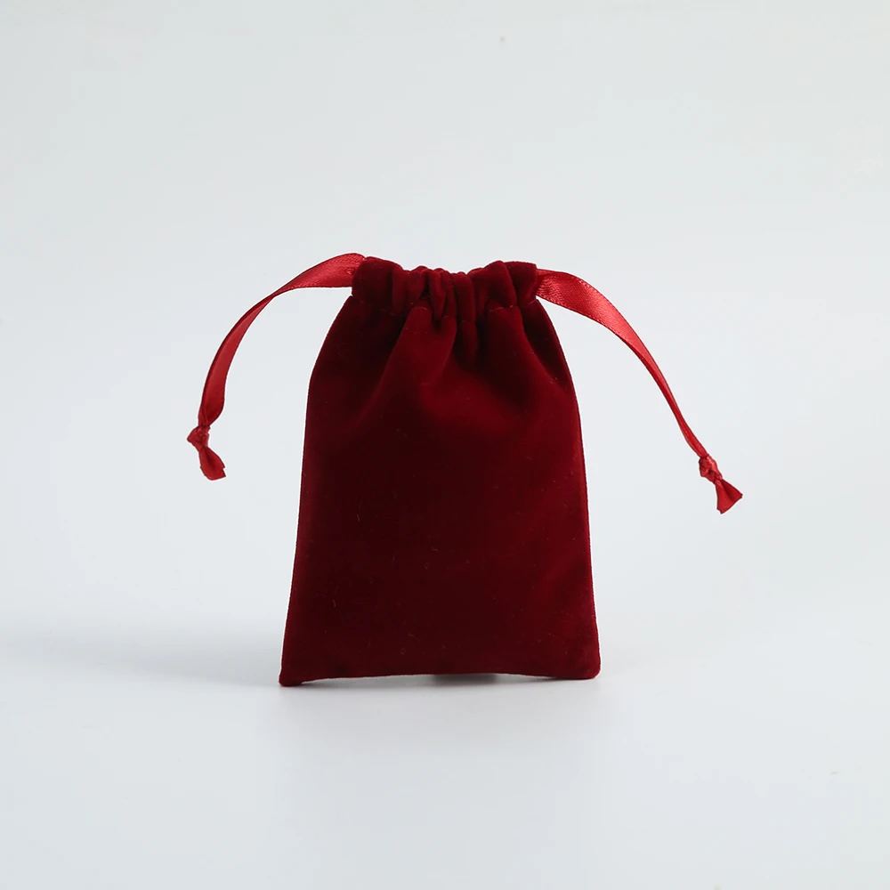 50 Velvet Jewelry Small Gift Bags Mini Size 7X9cm Drawstring Packaging Organizer Pouch For Girl Wedding Favor Candy Goodie Bag