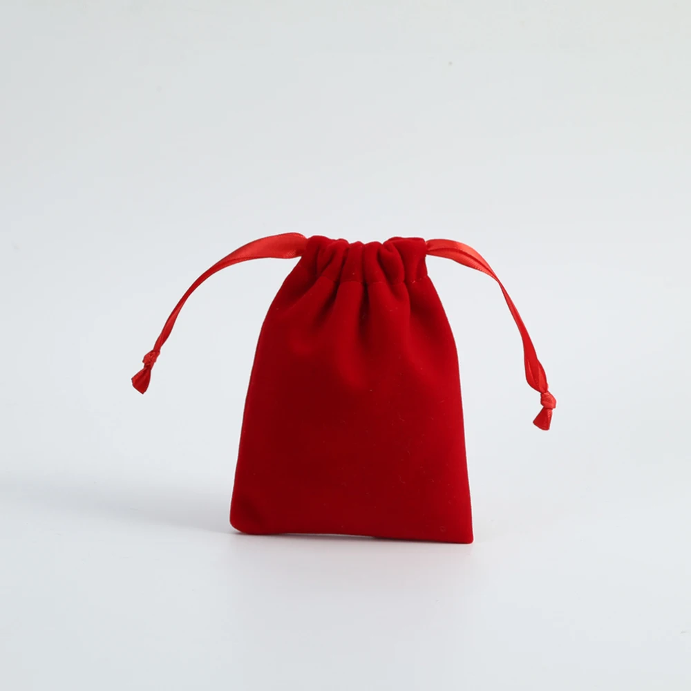 50 Velvet Jewelry Small Gift Bags Mini Size 7X9cm Drawstring Packaging Organizer Pouch For Girl Wedding Favor Candy Goodie Bag