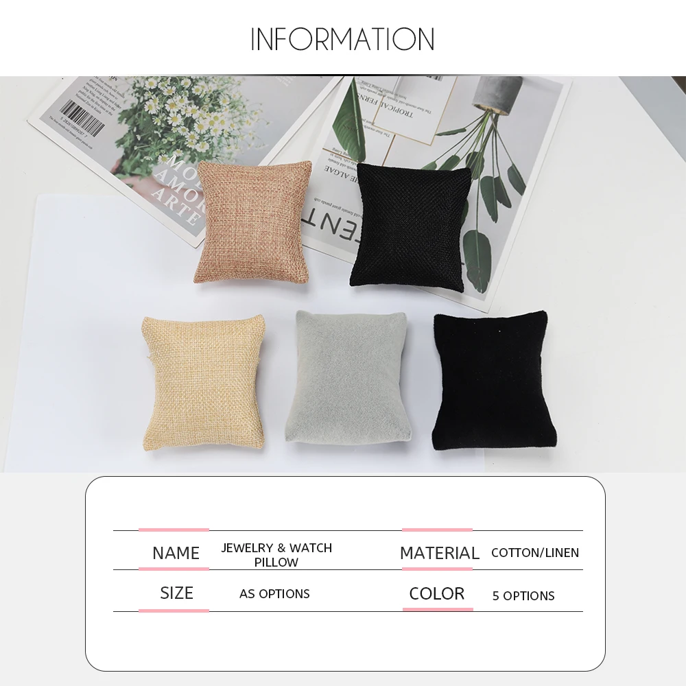 3PCS Beige Black Grey Gift Jewelry Cushion Fabric Pillow For Watch Bangle Bracelet Display Holder DIY Accessories Wholesale