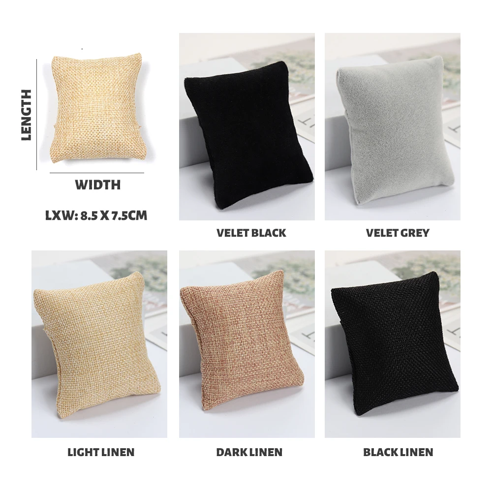3PCS Beige Black Grey Gift Jewelry Cushion Fabric Pillow For Watch Bangle Bracelet Display Holder DIY Accessories Wholesale
