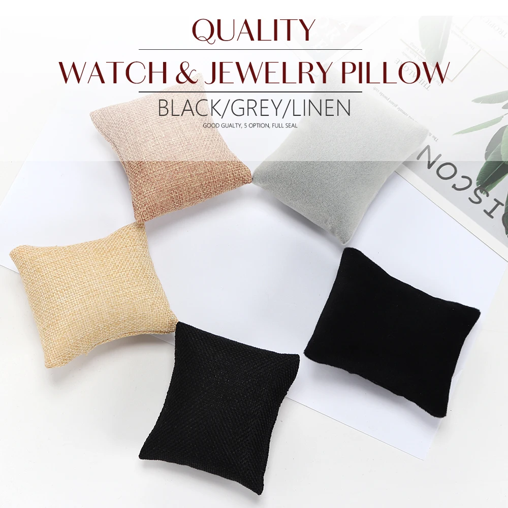 3PCS Beige Black Grey Gift Jewelry Cushion Fabric Pillow For Watch Bangle Bracelet Display Holder DIY Accessories Wholesale