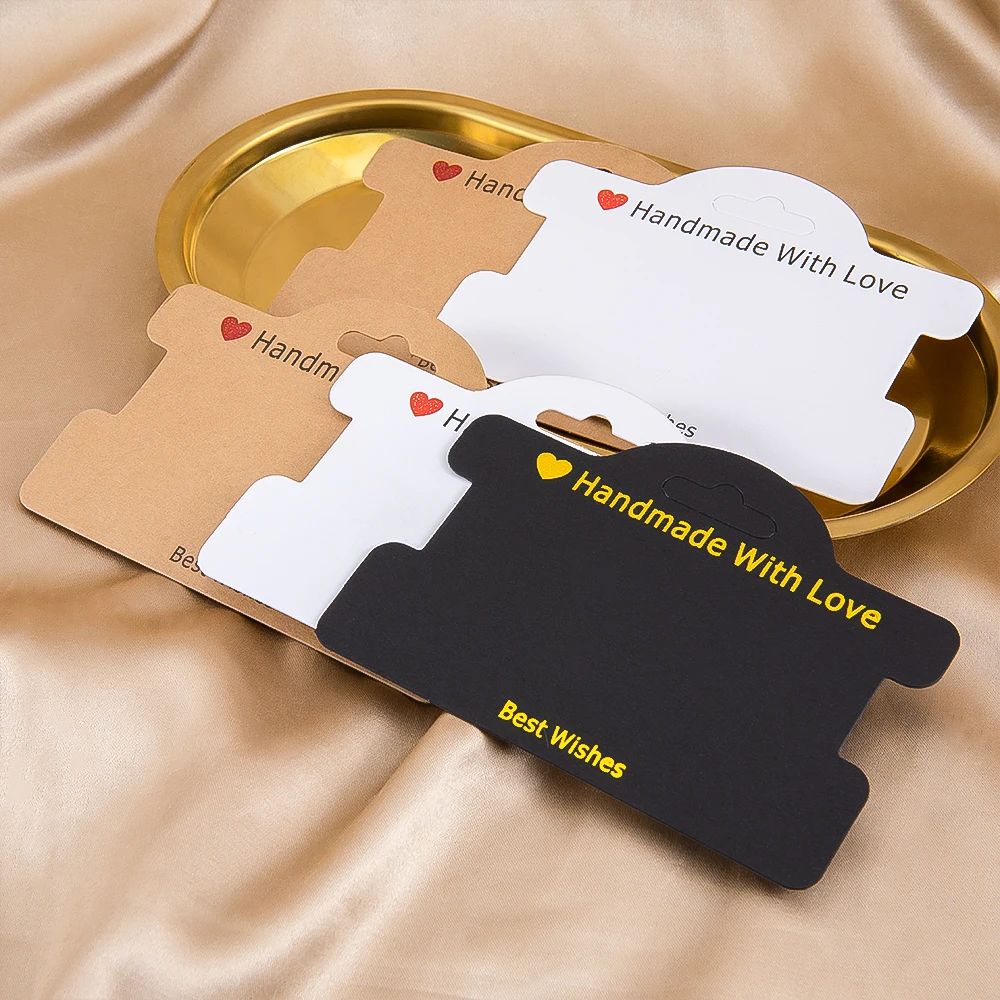 50pcs 100pcs 7.5x9.5cm Handmade with Love Hanging Jewelry Cards Tags Bracelets Packaging for Necklace Display Business Packaging