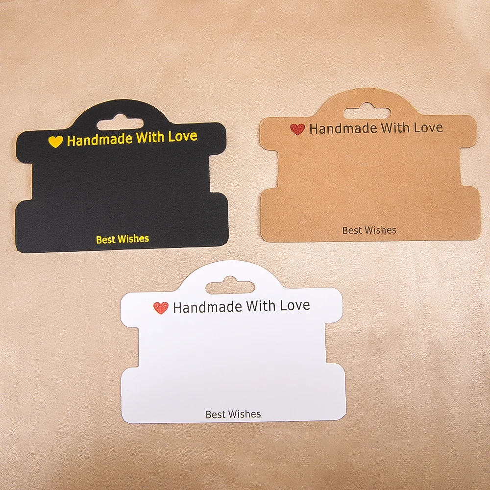 50pcs 100pcs 7.5x9.5cm Handmade with Love Hanging Jewelry Cards Tags Bracelets Packaging for Necklace Display Business Packaging
