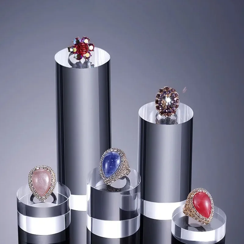 Acrylic Transparent Cylindrical Ring Jewelry Display Stand Doll Mold Storage Stand Earring Stand Makeup Photography Stand