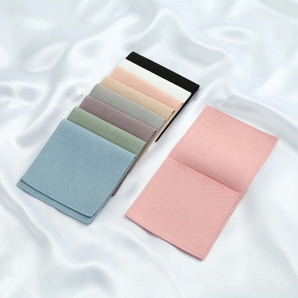5pcs Jewellery Bag Microfiber Jewelry Pouch with Ribbon Envelope Gift Packaging Bag for Ring Earrings Necklace Bracelet Pendant