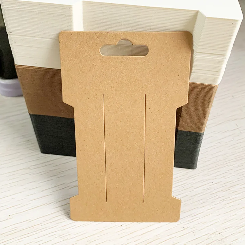50pcs 6.6x11.5cm Hair Clips Jewelry Display Card Blank Kraft Paper Card Hairclip Price Tag Hairpin Packaging Cardboard Holder