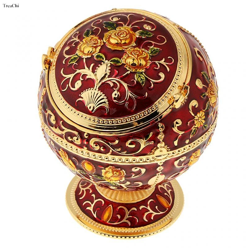 Carved Vintage Jewelry Storage Box Lovely Trinket Box European Embossed Pattern Gem Jade Stone Storage Cases Home Collections