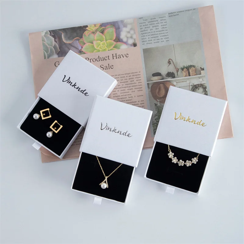 Custom Paper Drawer Jewelry Box Logo for Necklace Ring Earrings Jewelry Packaging for Small Business Gift Boxes for Jewellery