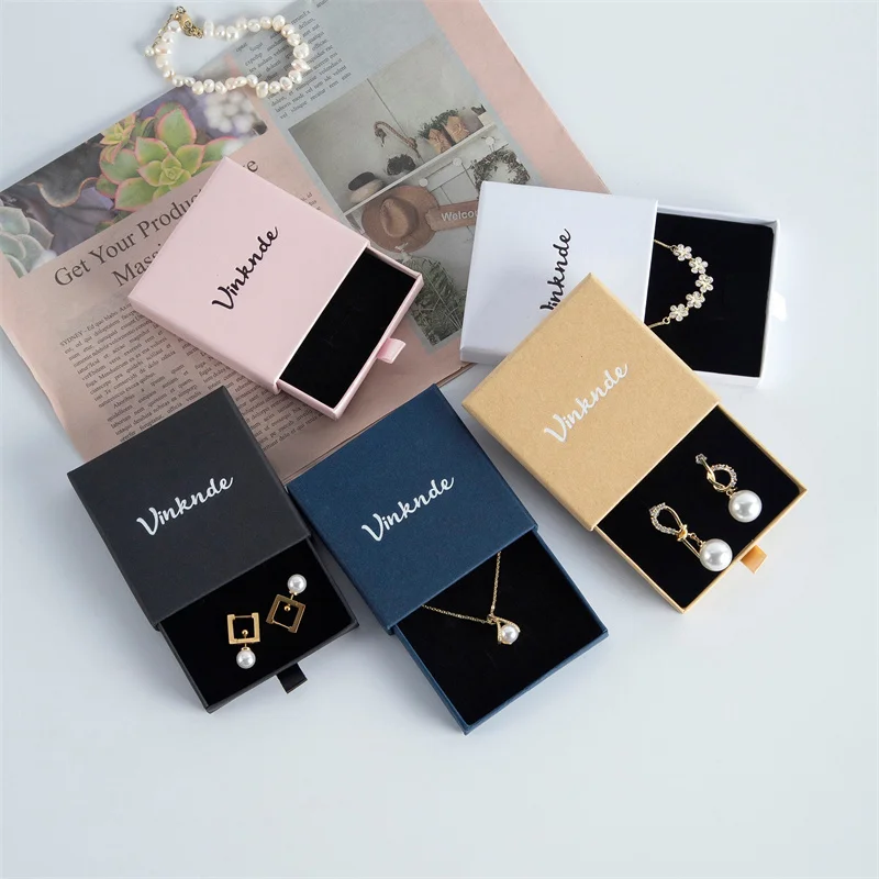 Custom Paper Drawer Jewelry Box Logo for Necklace Ring Earrings Jewelry Packaging for Small Business Gift Boxes for Jewellery
