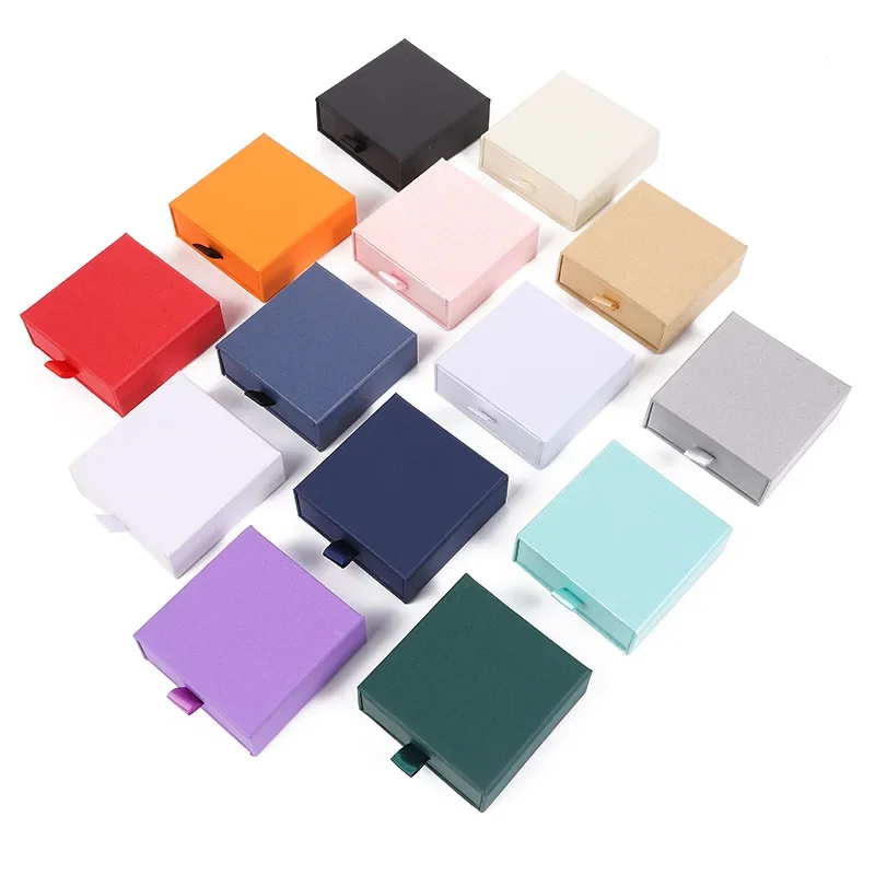 8*8/10*10 1PCS Free Custom Logo Paper Box Necklace Ring Box With Sponge Drawer Box Personalized Exquisite Jewelry Packaging Pack