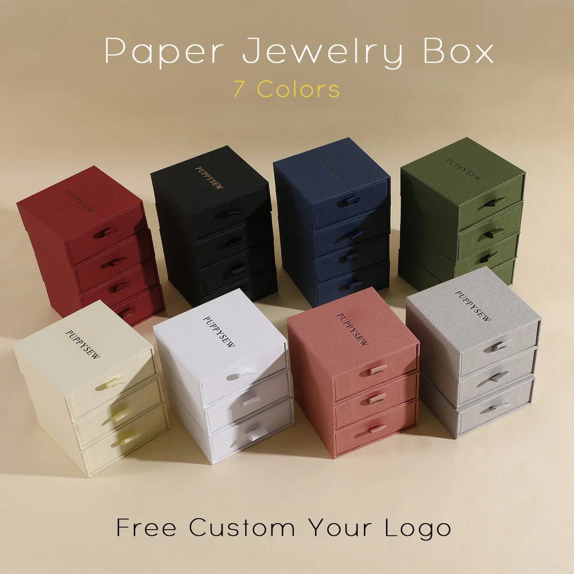 8*8/10*10 1PCS Free Custom Logo Paper Box Necklace Ring Box With Sponge Drawer Box Personalized Exquisite Jewelry Packaging Pack