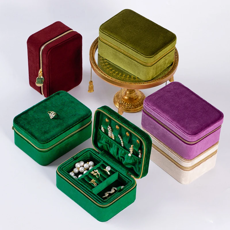Flannelette Jewelry Box Jewelry Storage Box Double-layer High-grade Necklace Holder Organizador De Joyas