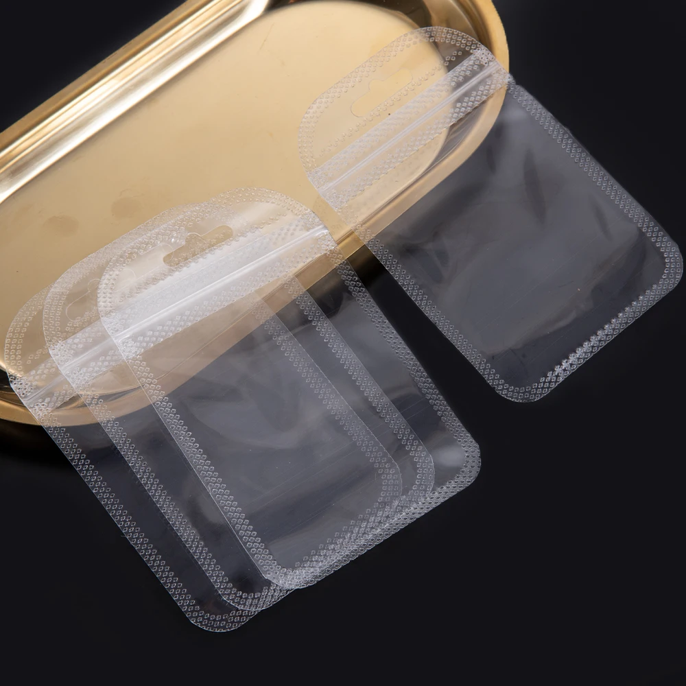 50pcs Transparent Zipper Bags with Hang Hole Thicken Self Sealing OPP Bags