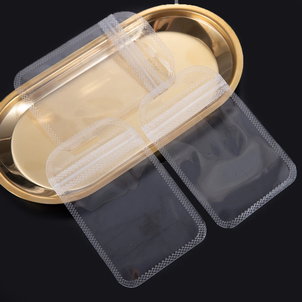 50pcs Transparent Zipper Bags with Hang Hole Thicken Self Sealing OPP Bags