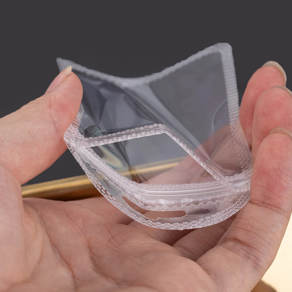 50pcs Transparent Zipper Bags with Hang Hole Thicken Self Sealing OPP Bags