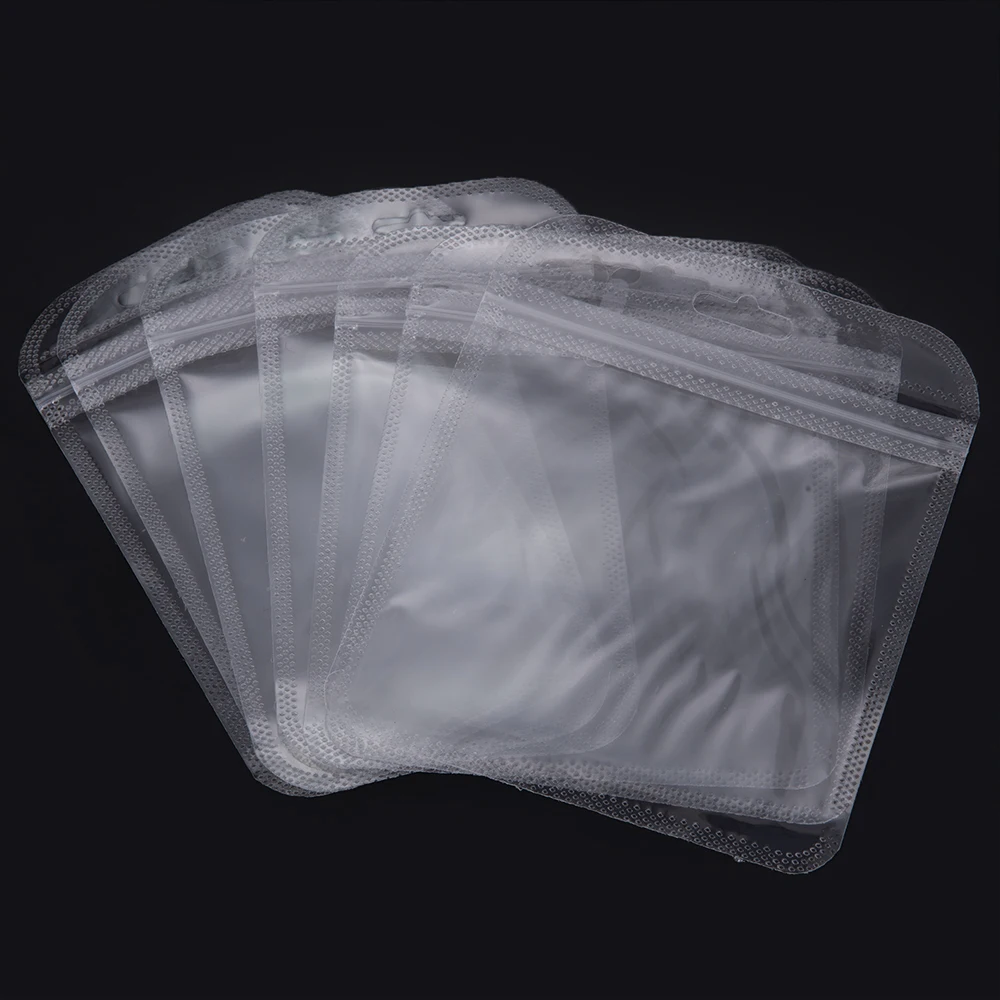 50pcs Transparent Zipper Bags with Hang Hole Thicken Self Sealing OPP Bags