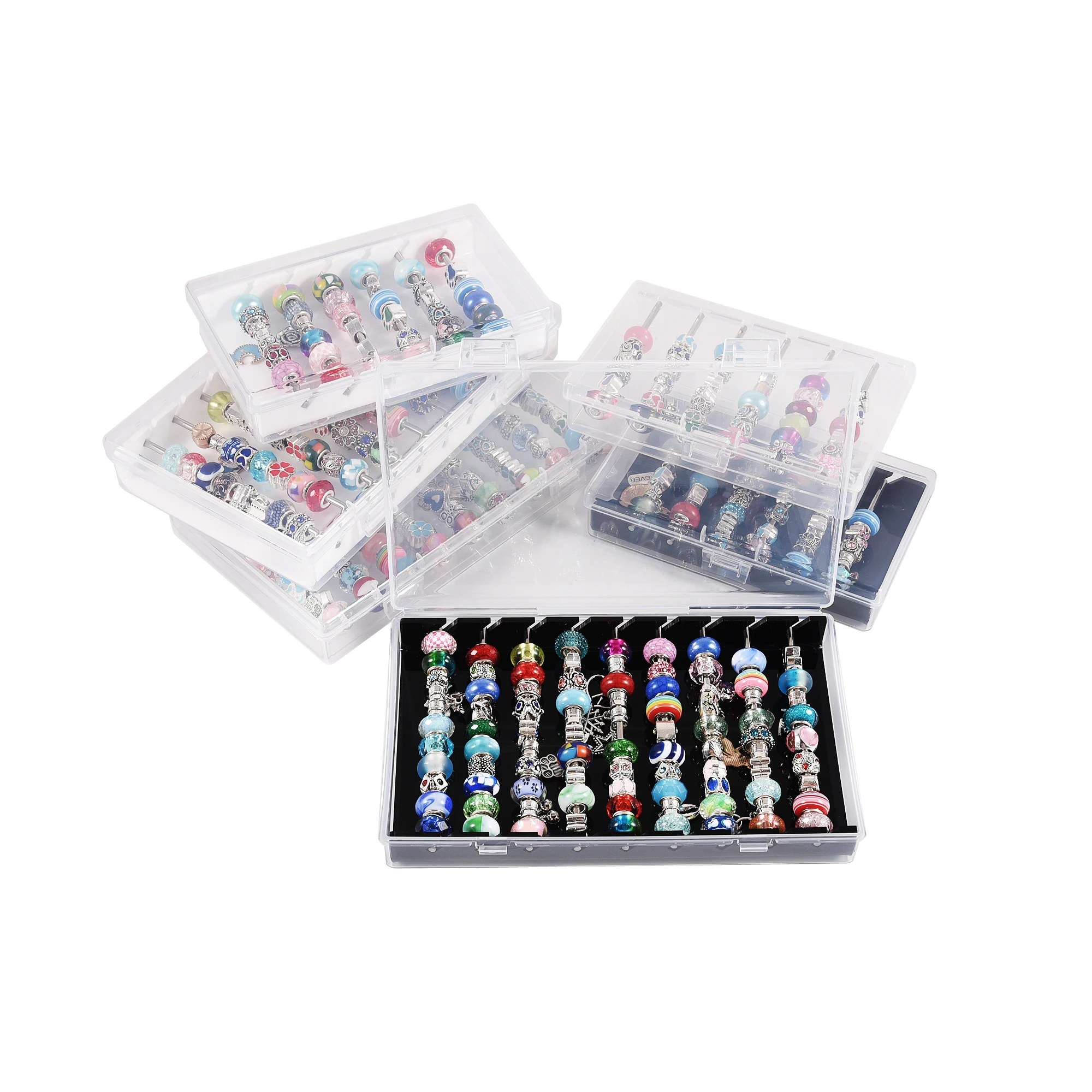 Acrylic Trollbeads Collection Overview Jewelry Storage Box Bracelet Beads Play Tray Organizer Case for Rondelles Charms Holder