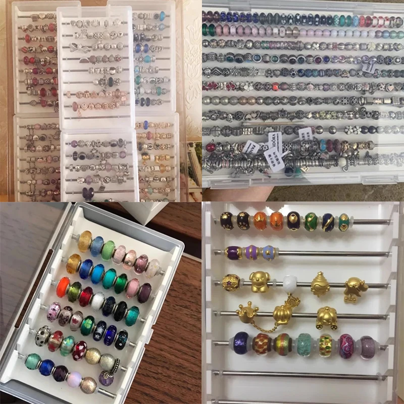 Acrylic Trollbeads Collection Overview Jewelry Storage Box Bracelet Beads Play Tray Organizer Case for Rondelles Charms Holder