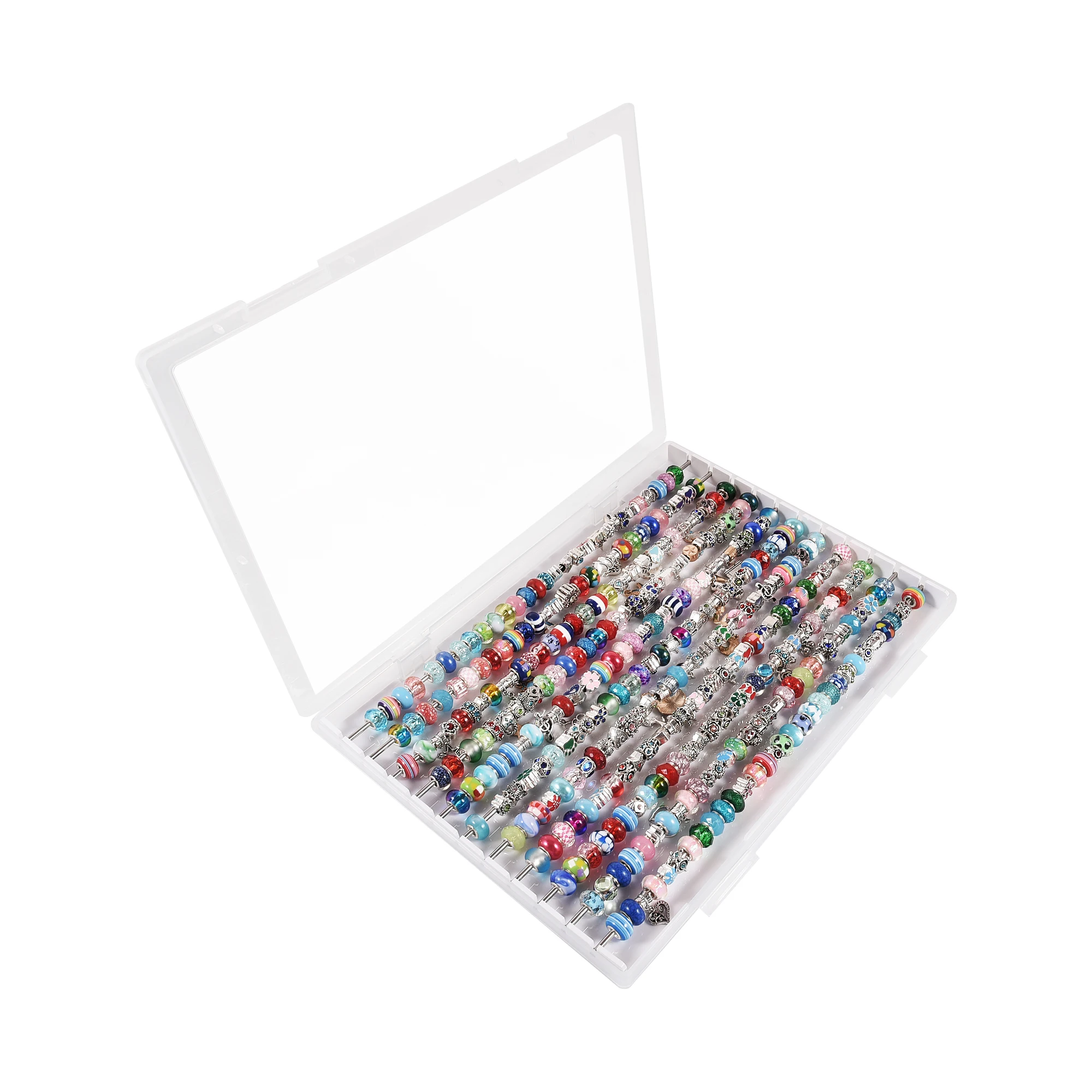 Acrylic Trollbeads Collection Overview Jewelry Storage Box Bracelet Beads Play Tray Organizer Case for Rondelles Charms Holder