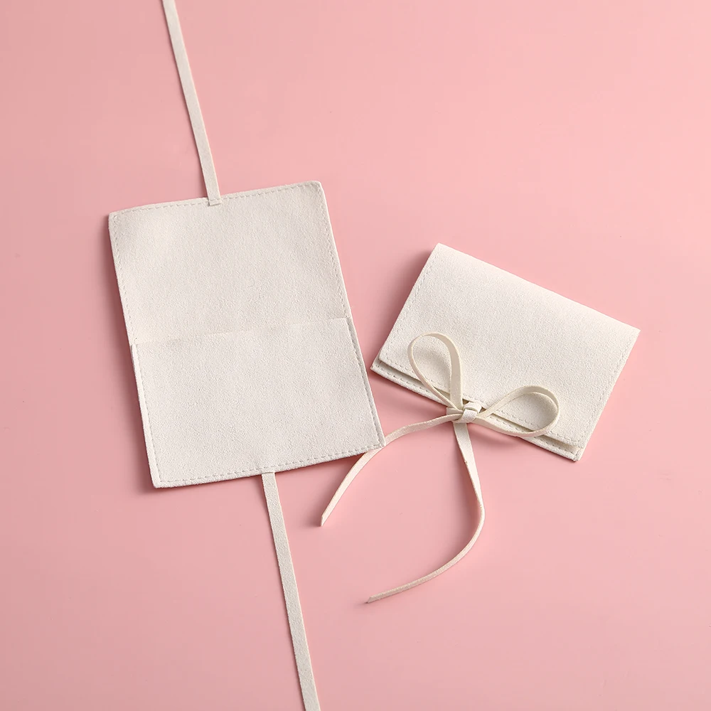 5pcs Luxury Microfiber Suede Jewelry Gift Bag Velvet Ribbon Envelope Flip Pouches Necklace Bracelet Bangle Jewelry Storage Bag