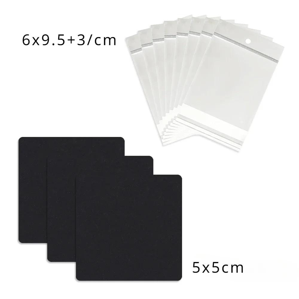 50 Pcs 5x5cm Blank Necklace Earrings Jewelry Display Paper Card Label With Or Without Bags Wholesale Packaging Customize Service