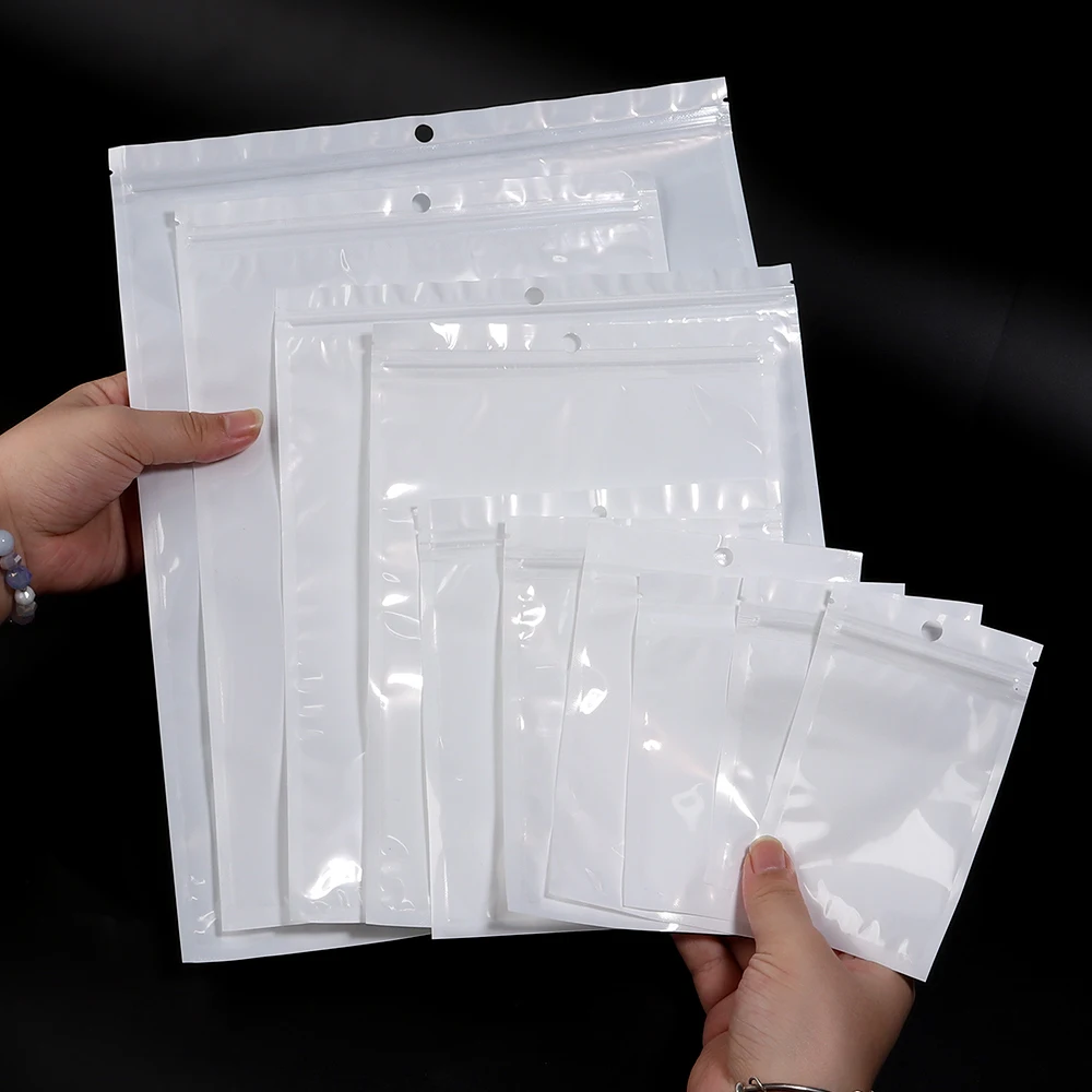 20-50pcs White Plastic Self Sealing Jewelry Bag Ring Necklace Bracelet Ziplock Storage Holder Bag Anti-oxidation Jewelry Bag
