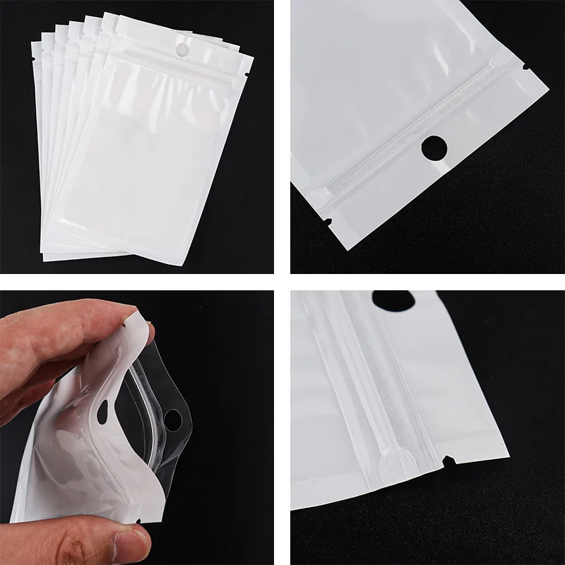 20-50pcs White Plastic Self Sealing Jewelry Bag Ring Necklace Bracelet Ziplock Storage Holder Bag Anti-oxidation Jewelry Bag