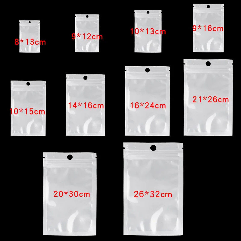 20-50pcs White Plastic Self Sealing Jewelry Bag Ring Necklace Bracelet Ziplock Storage Holder Bag Anti-oxidation Jewelry Bag