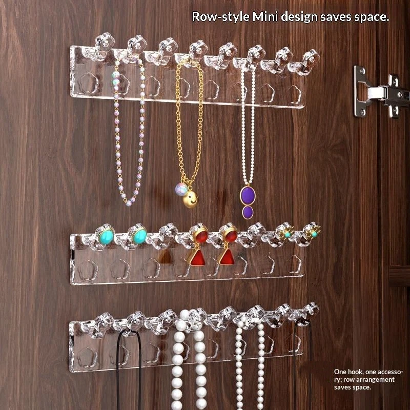 3Pcs Wall Mounted Jewelry Organizer for Bedroom Acrylic Flower Design Earring Necklace Holder