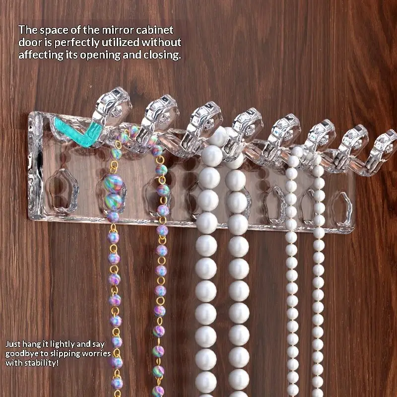 3Pcs Wall Mounted Jewelry Organizer for Bedroom Acrylic Flower Design Earring Necklace Holder