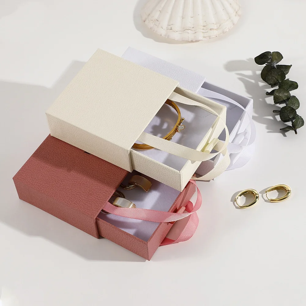 Jewelry Drawer Box with Handle Wedding or Travel Portable Ring Earrings Necklace Gifts Packageing Organizer Case
