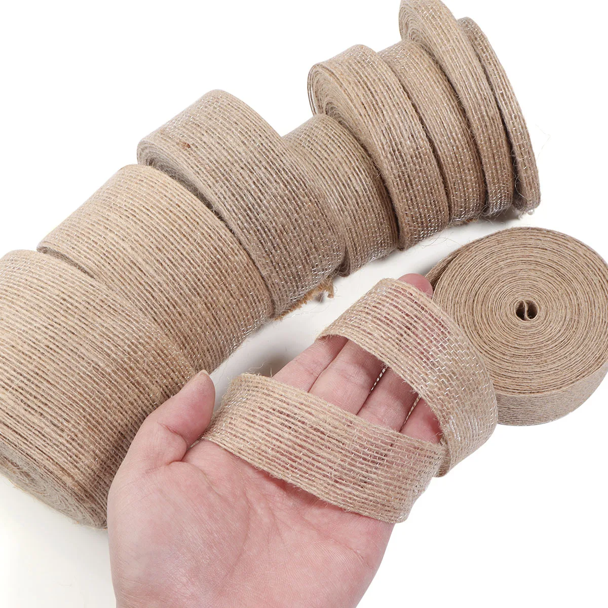 1-10Meter Natural Jute Burlap Ribbons Vintage Linen Burlap Fabric Ribbon for Handmade Crafts Wedding Bouquet Gifts Packaging Bow