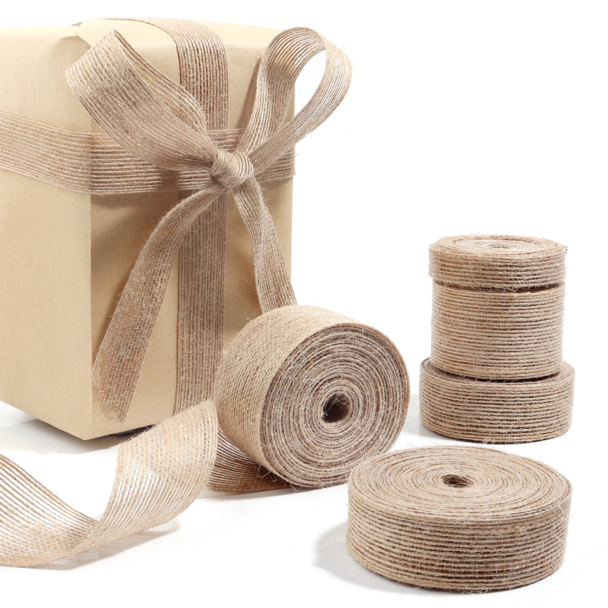 1-10Meter Natural Jute Burlap Ribbons Vintage Linen Burlap Fabric Ribbon for Handmade Crafts Wedding Bouquet Gifts Packaging Bow
