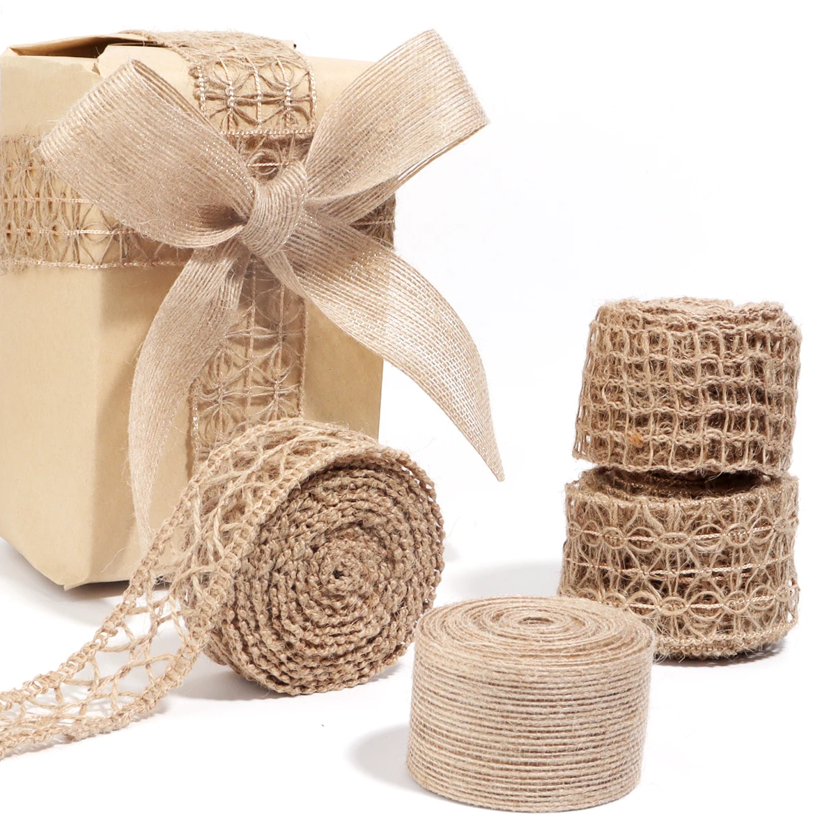 1-10Meter Natural Jute Burlap Ribbons Vintage Linen Burlap Fabric Ribbon for Handmade Crafts Wedding Bouquet Gifts Packaging Bow
