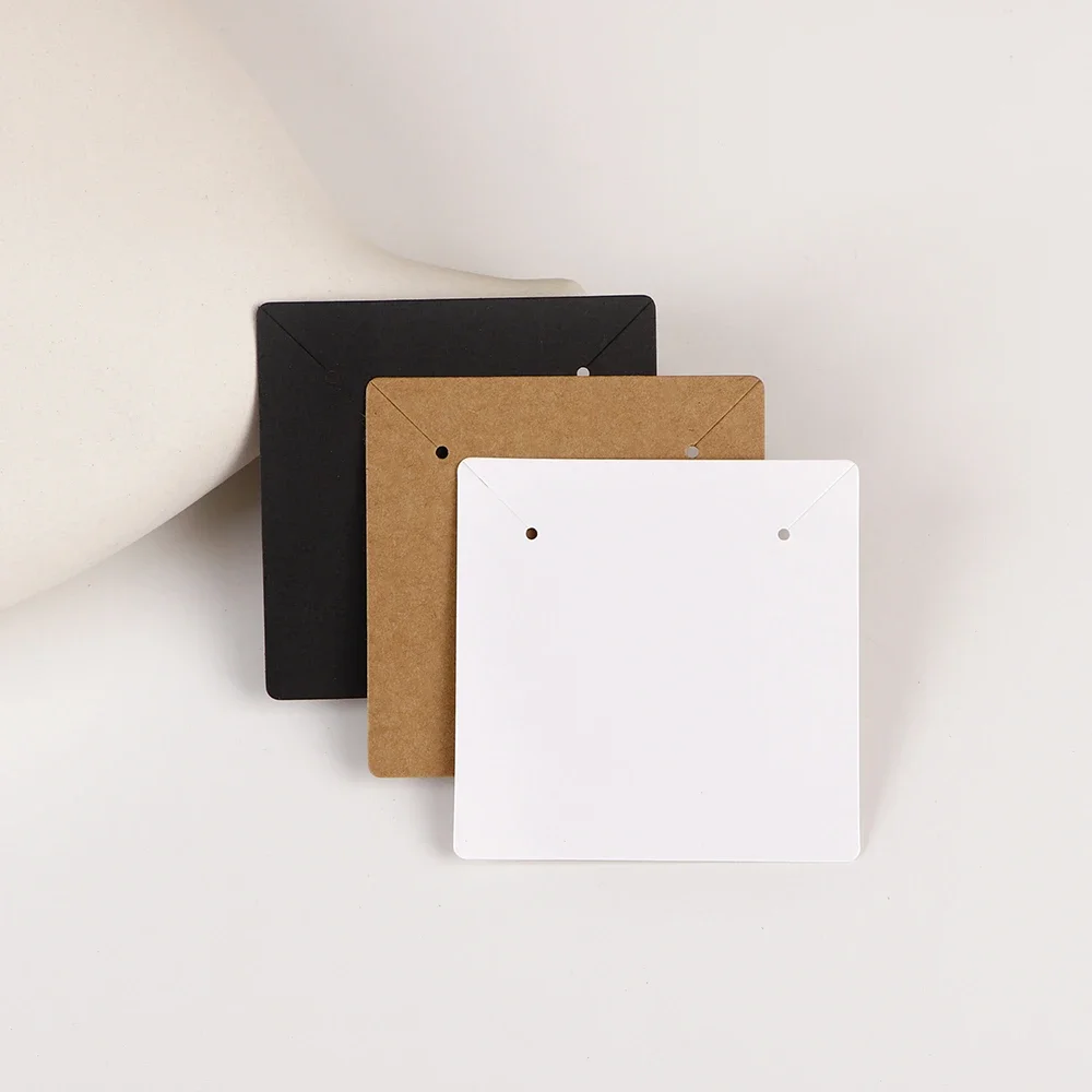 33 Types 50Pcs Square Kraft Cardboards Jewelry Display Card for Earring Label Holder Stand Small Business Packaging Wholesale