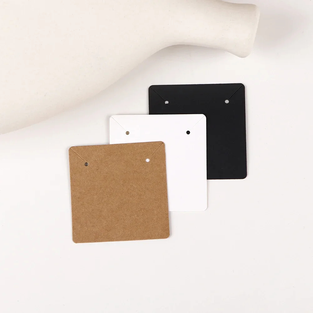 33 Types 50Pcs Square Kraft Cardboards Jewelry Display Card for Earring Label Holder Stand Small Business Packaging Wholesale