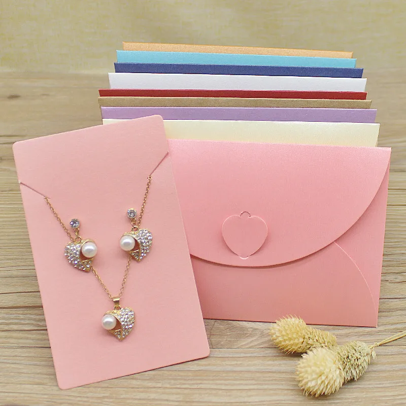 10pcs 10*15cm Pink Jewelry Box with Necklace Earring Card Paper Gift Package Box Candy Wedding Favors Package Box