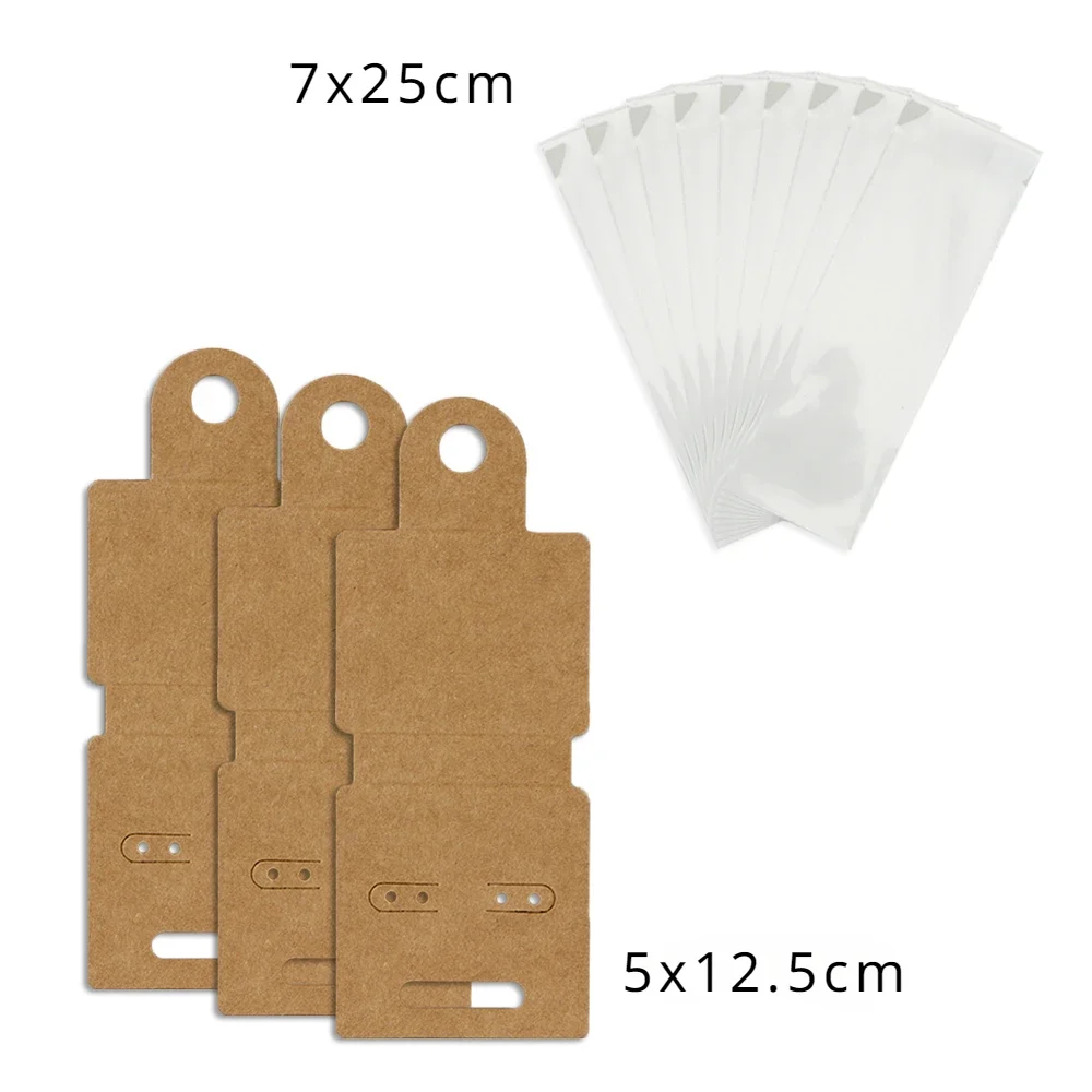 50 Pcs 5x12.5cm Earrings Jewelry Display Kraft Paper Fold Card With Or Without Bags Wholesale Packaging Official-website Design