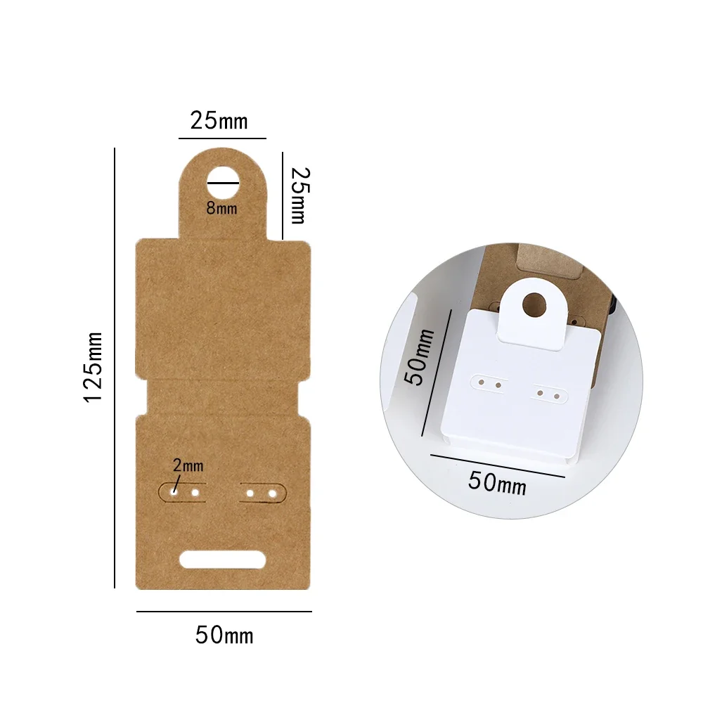 50 Pcs 5x12.5cm Earrings Jewelry Display Kraft Paper Fold Card With Or Without Bags Wholesale Packaging Official-website Design